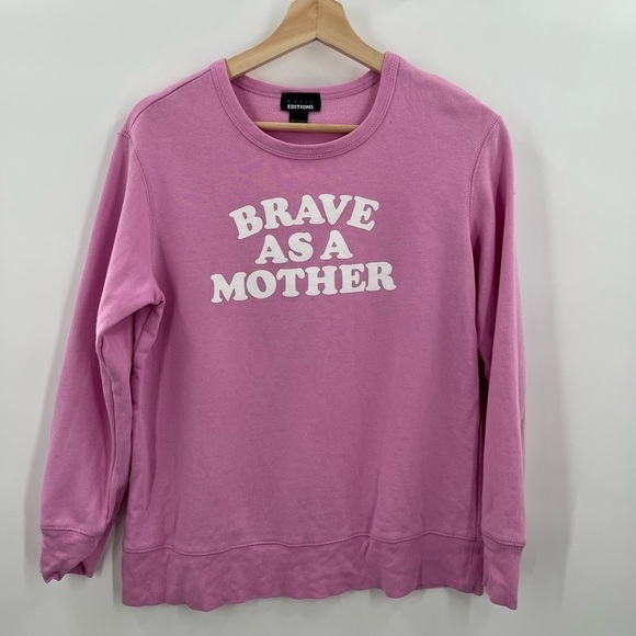Basic Editions Vintage “Brave As A Mother” Pink Sweat Shirt Ladies Small - Picture 1 of 4